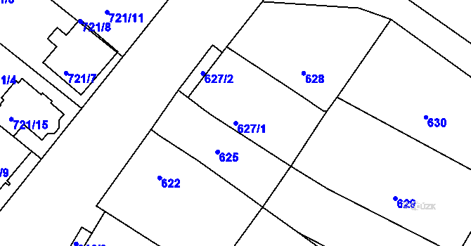 Parcela st. 627/1 v KÚ Drnholec, Katastrální mapa