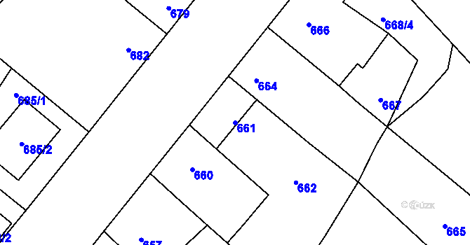Parcela st. 661 v KÚ Drnholec, Katastrální mapa