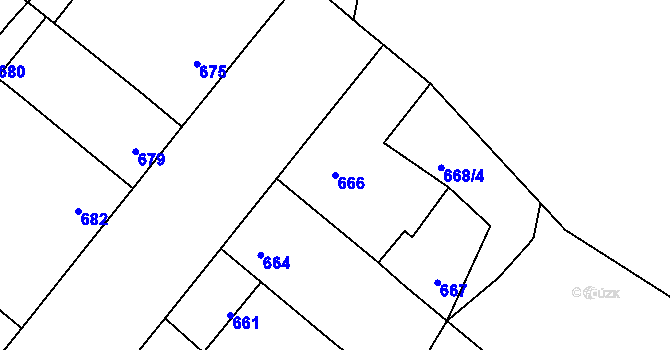 Parcela st. 666 v KÚ Drnholec, Katastrální mapa