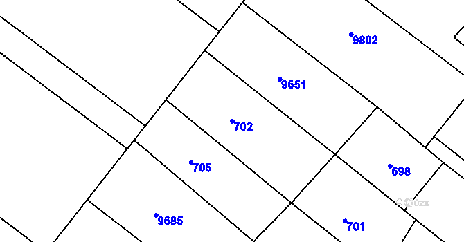 Parcela st. 702 v KÚ Drnholec, Katastrální mapa