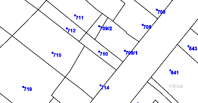 Parcela st. 710 v KÚ Drnholec, Katastrální mapa