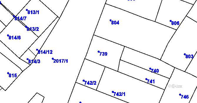 Parcela st. 739 v KÚ Drnholec, Katastrální mapa