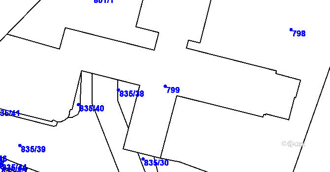 Parcela st. 799 v KÚ Drnholec, Katastrální mapa