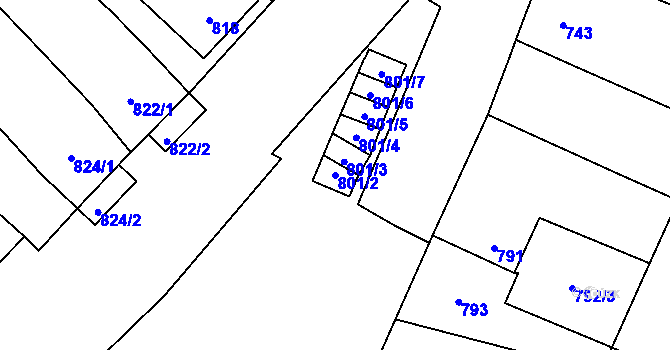 Parcela st. 801/2 v KÚ Drnholec, Katastrální mapa