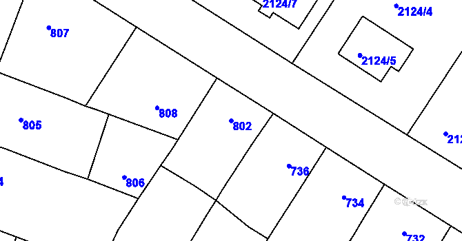 Parcela st. 802 v KÚ Drnholec, Katastrální mapa
