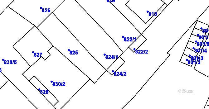 Parcela st. 824/1 v KÚ Drnholec, Katastrální mapa