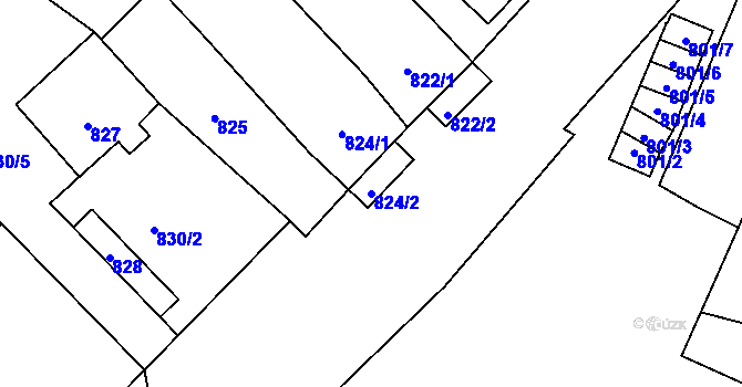 Parcela st. 824/2 v KÚ Drnholec, Katastrální mapa