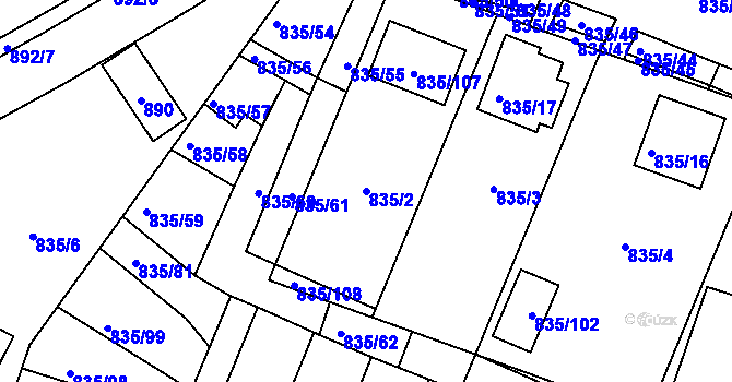 Parcela st. 835/2 v KÚ Drnholec, Katastrální mapa