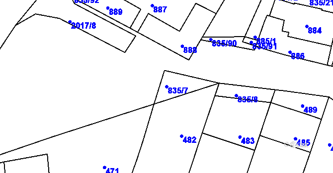 Parcela st. 835/7 v KÚ Drnholec, Katastrální mapa