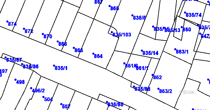 Parcela st. 835/9 v KÚ Drnholec, Katastrální mapa