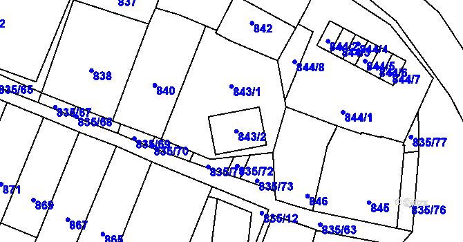 Parcela st. 843 v KÚ Drnholec, Katastrální mapa