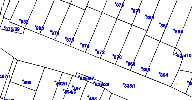 Parcela st. 872 v KÚ Drnholec, Katastrální mapa