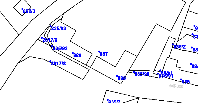 Parcela st. 887 v KÚ Drnholec, Katastrální mapa