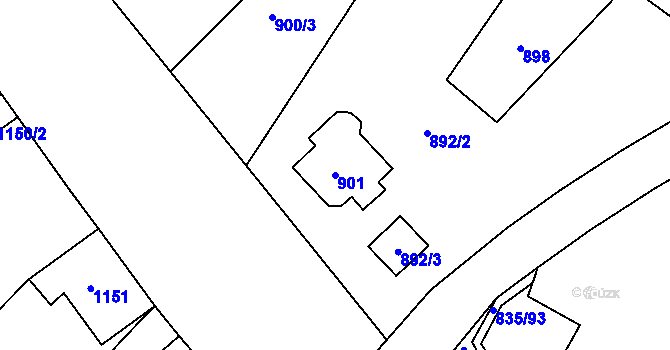 Parcela st. 901 v KÚ Drnholec, Katastrální mapa