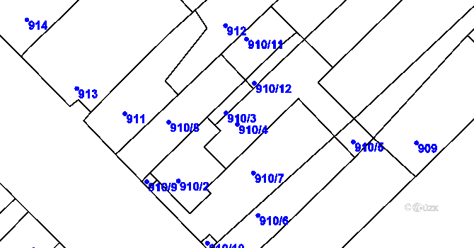 Parcela st. 910/4 v KÚ Drnholec, Katastrální mapa