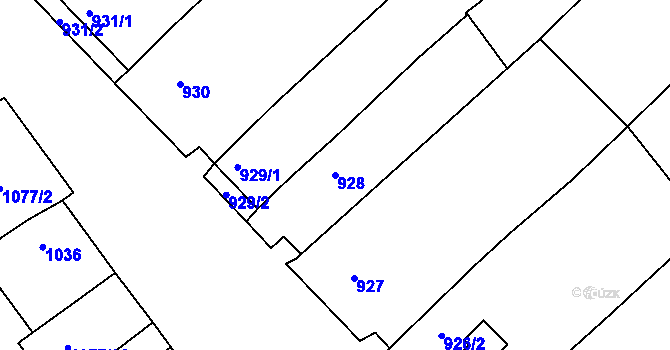 Parcela st. 928 v KÚ Drnholec, Katastrální mapa