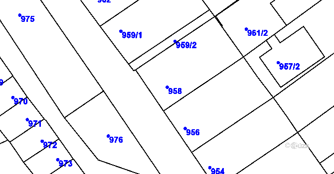 Parcela st. 958 v KÚ Drnholec, Katastrální mapa