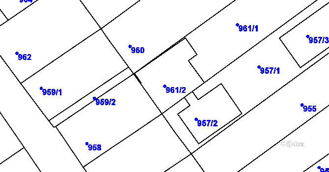 Parcela st. 961/2 v KÚ Drnholec, Katastrální mapa