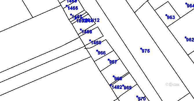 Parcela st. 966 v KÚ Drnholec, Katastrální mapa
