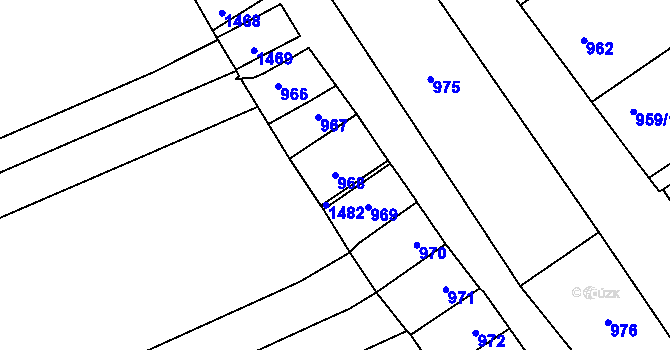 Parcela st. 968 v KÚ Drnholec, Katastrální mapa