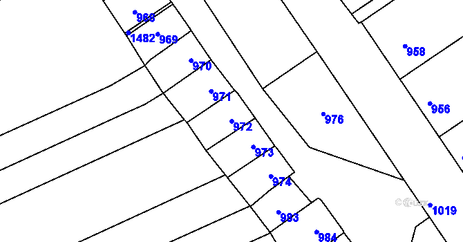 Parcela st. 972 v KÚ Drnholec, Katastrální mapa