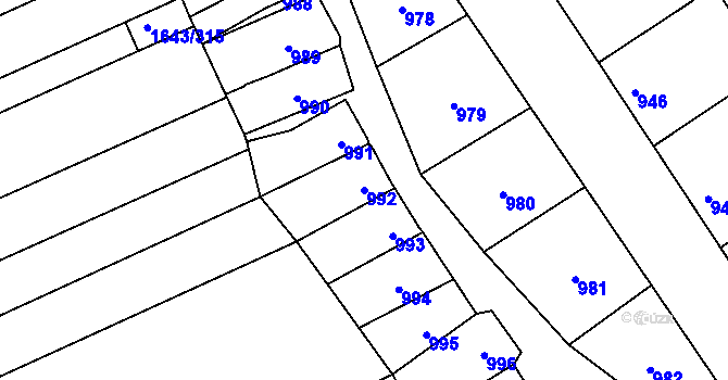 Parcela st. 992 v KÚ Drnholec, Katastrální mapa
