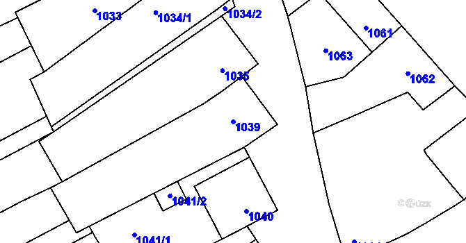 Parcela st. 1039 v KÚ Drnholec, Katastrální mapa