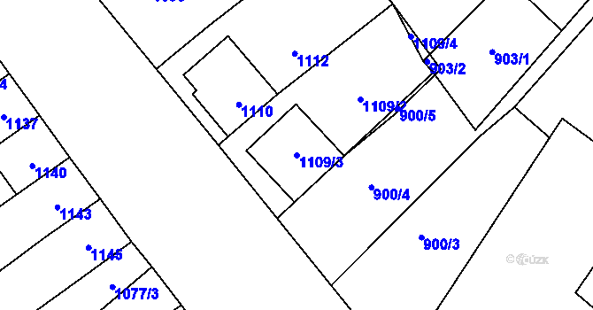 Parcela st. 1109/3 v KÚ Drnholec, Katastrální mapa