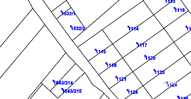 Parcela st. 1115 v KÚ Drnholec, Katastrální mapa