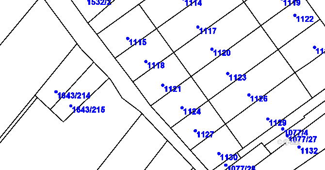 Parcela st. 1121 v KÚ Drnholec, Katastrální mapa