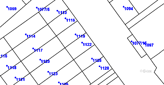 Parcela st. 1122 v KÚ Drnholec, Katastrální mapa