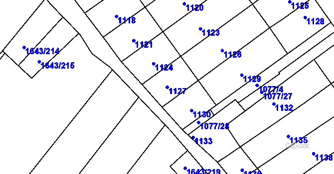 Parcela st. 1127 v KÚ Drnholec, Katastrální mapa
