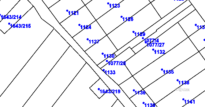Parcela st. 1130 v KÚ Drnholec, Katastrální mapa