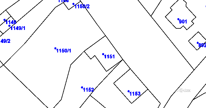 Parcela st. 1151 v KÚ Drnholec, Katastrální mapa