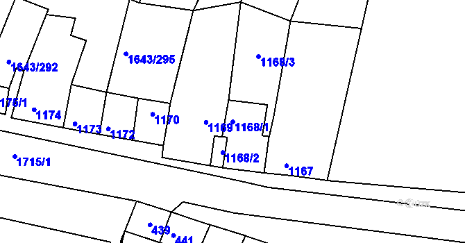 Parcela st. 1168/1 v KÚ Drnholec, Katastrální mapa