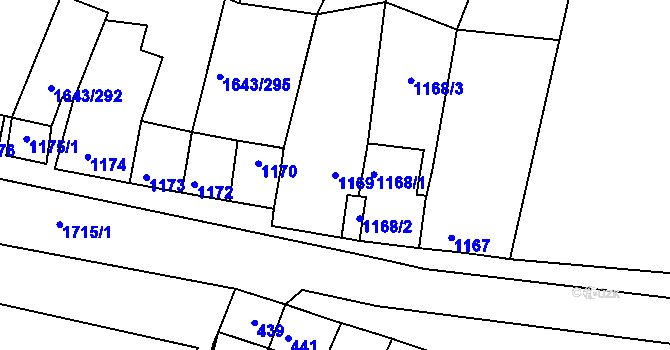 Parcela st. 1169 v KÚ Drnholec, Katastrální mapa