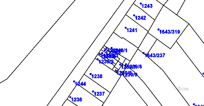 Parcela st. 1239/3 v KÚ Drnholec, Katastrální mapa