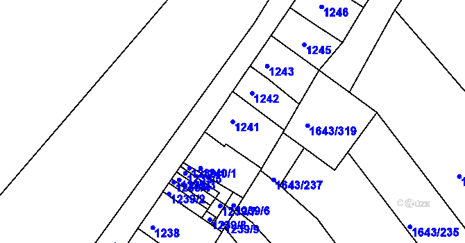 Parcela st. 1241 v KÚ Drnholec, Katastrální mapa