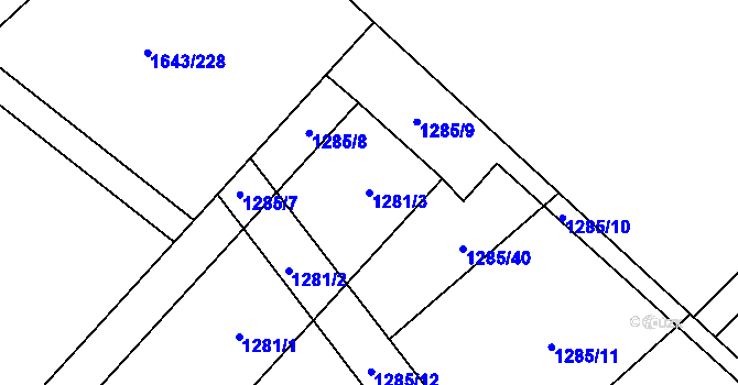 Parcela st. 1281/3 v KÚ Drnholec, Katastrální mapa