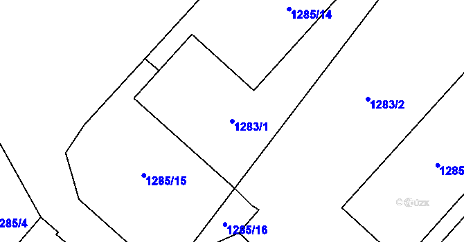Parcela st. 1283/1 v KÚ Drnholec, Katastrální mapa