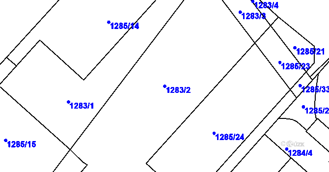Parcela st. 1283/2 v KÚ Drnholec, Katastrální mapa