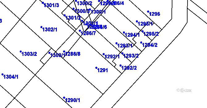 Parcela st. 1292/1 v KÚ Drnholec, Katastrální mapa
