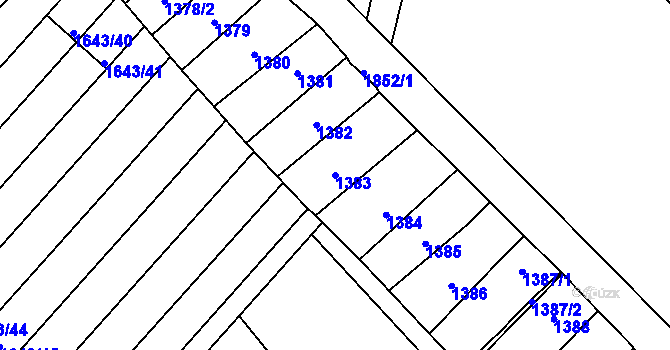 Parcela st. 1383 v KÚ Drnholec, Katastrální mapa