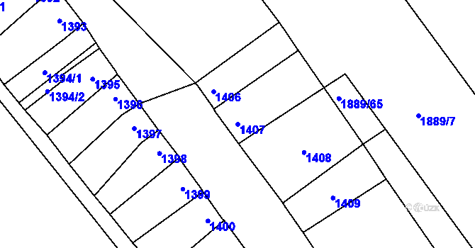 Parcela st. 1407 v KÚ Drnholec, Katastrální mapa