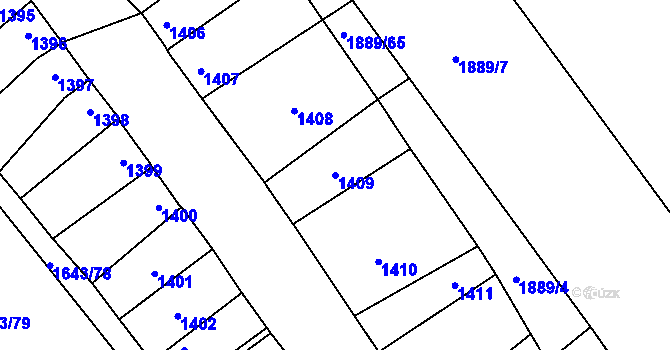 Parcela st. 1409 v KÚ Drnholec, Katastrální mapa