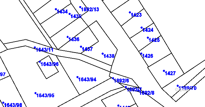 Parcela st. 1438 v KÚ Drnholec, Katastrální mapa