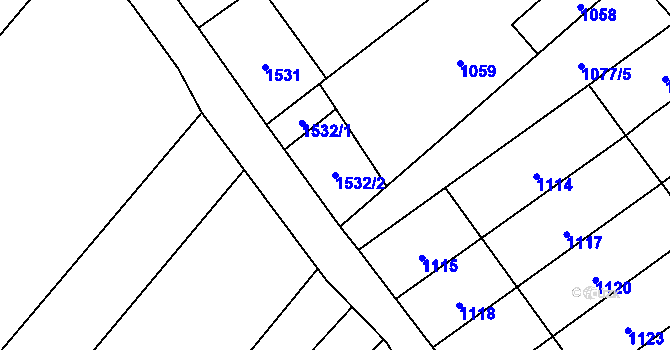 Parcela st. 1532/2 v KÚ Drnholec, Katastrální mapa
