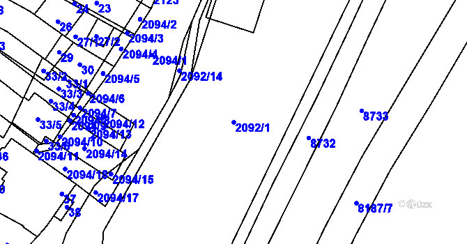 Parcela st. 2092/1 v KÚ Drnholec, Katastrální mapa
