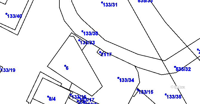 Parcela st. 2117 v KÚ Drnholec, Katastrální mapa