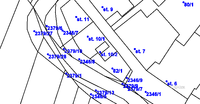 Parcela st. 10/2 v KÚ Drnovice, Katastrální mapa
